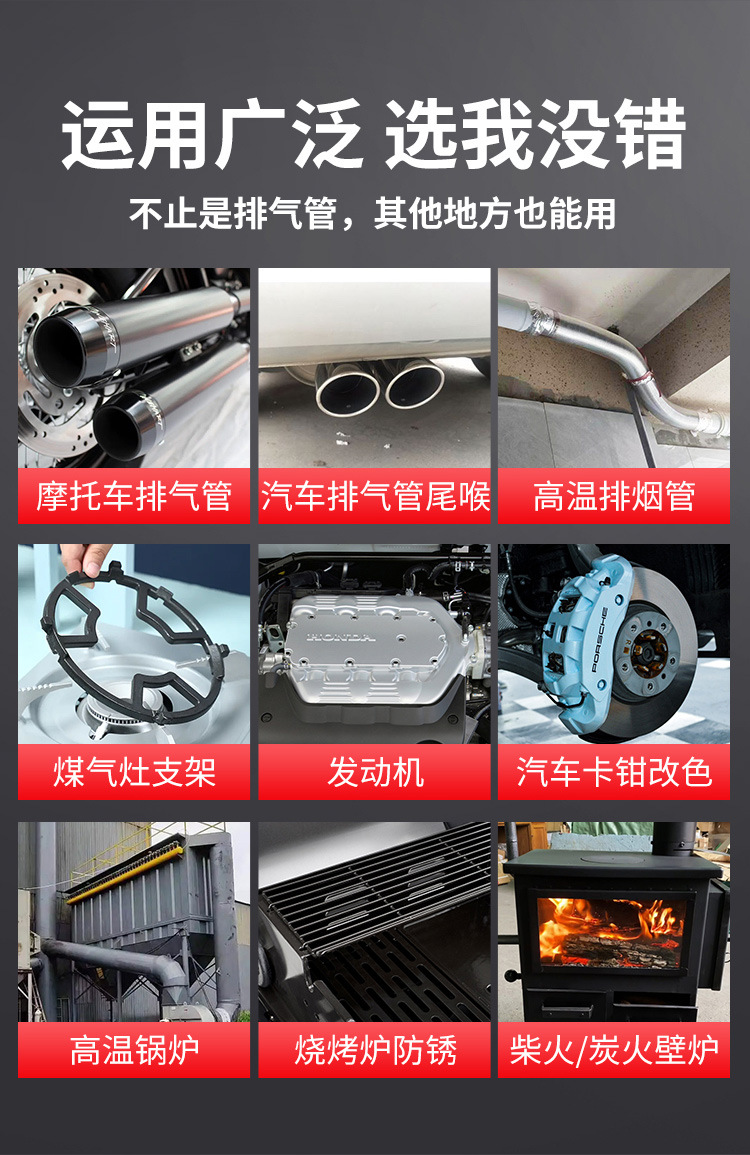 High Temperature Resistant Self-Painting Motorcycle Exhaust Pipe Exhaust Cylinder 800 Degree Car Caliper Black Anti-Rust Paint 2000