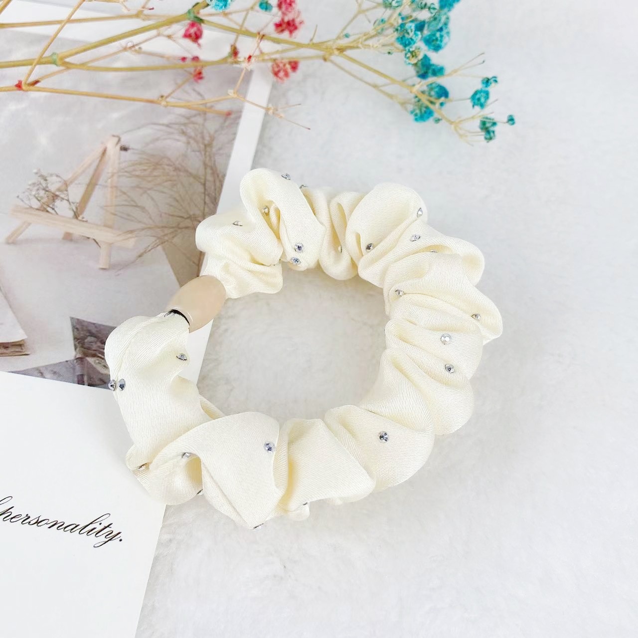 브라이트 다이아몬드 패브릭 머리끈(베이지)