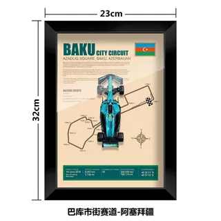 F1赛车赛道装饰画挂画 铃鹿伊莫拉巴库亚斯马林赛道模型相框 现代