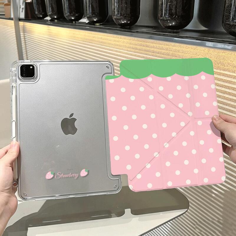 Strawberry Polka Dot Ipada16 Tablet 10/9Th Generation Air8/7/6 Protective Case Pro 11inch Mini Protective Case Anti-Fall Strawberry Polka Dot Ipada16 Tablet 10/9Th Generation Air8/7/6 Protective Case Pro 11inch Mini Protective Case Anti-Fall