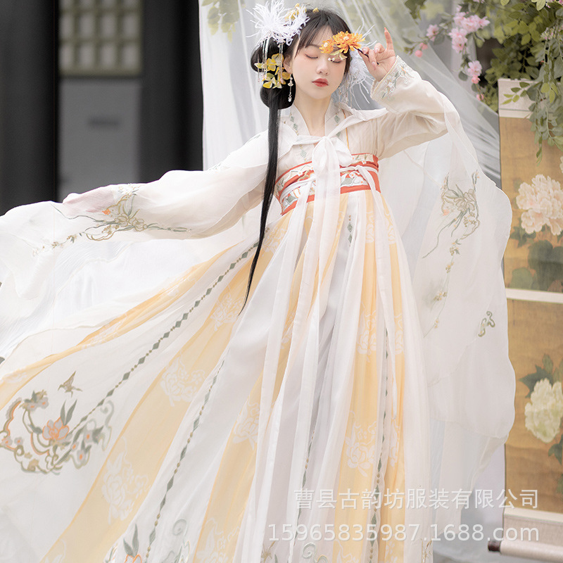 原创汉服女中国风刺绣对襟齐胸破裙唐制古风日常学生超仙飘逸春夏