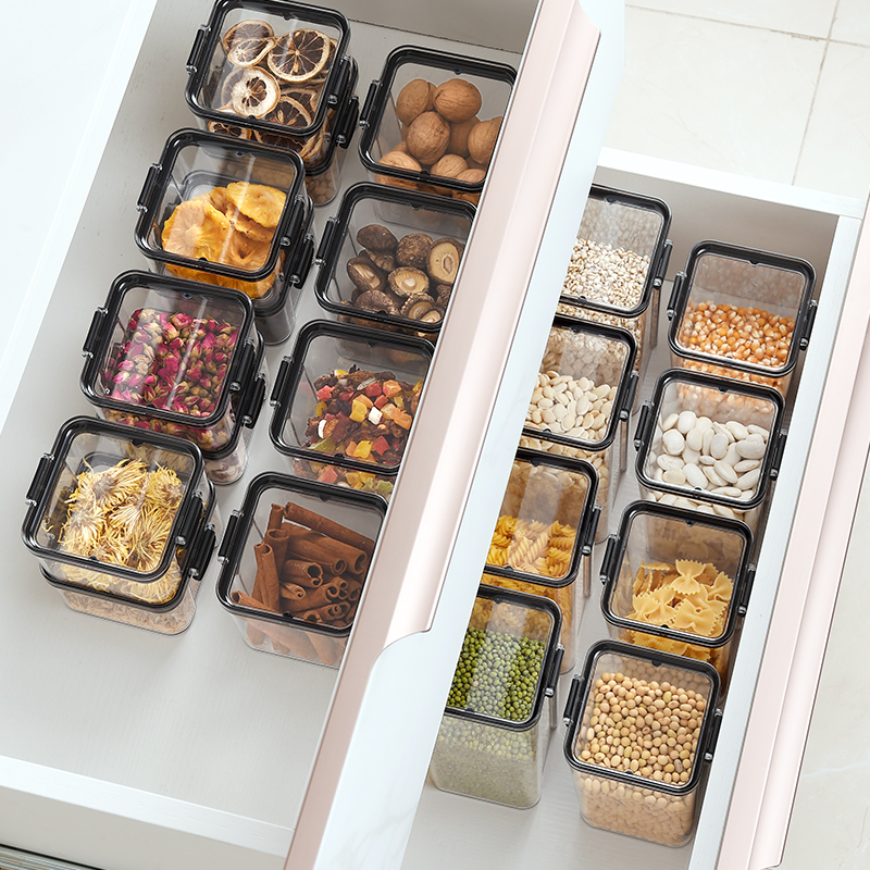 Tanque de sellado PET transparente, cocina, caja de almacenamiento de granos, refrigerios, frutas secas, tanque de almacenamiento de té a prueba de humedad