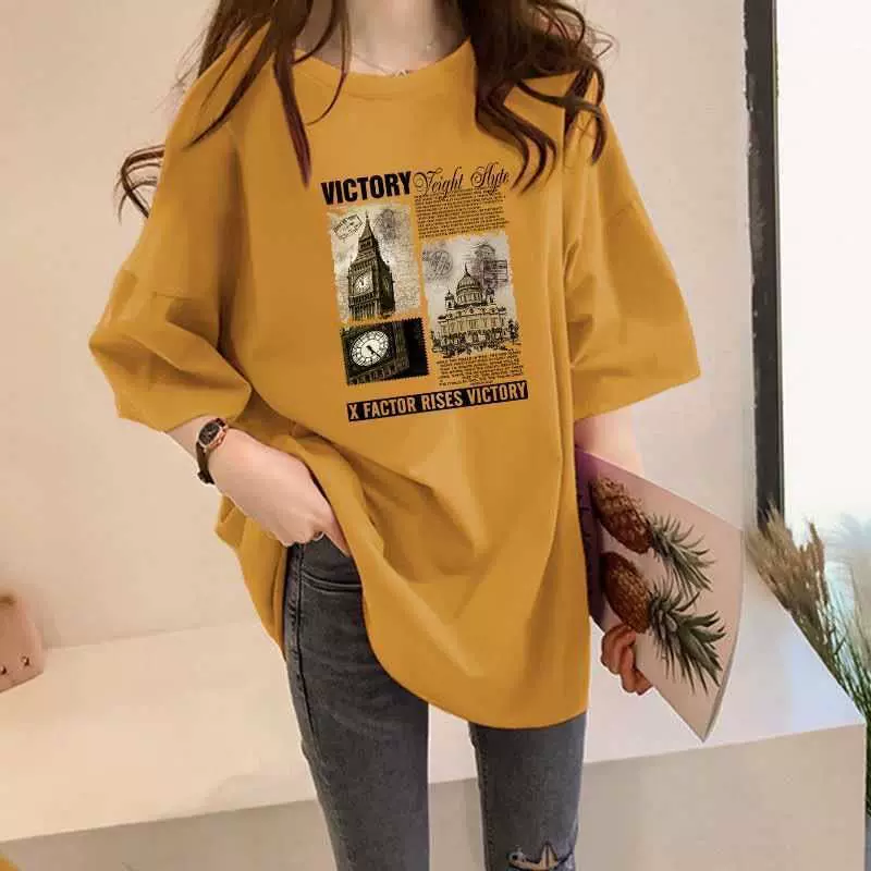 纯棉短袖t恤女宽松大码胖MM圆领后包领半袖打底衫中长款棉T恤女潮