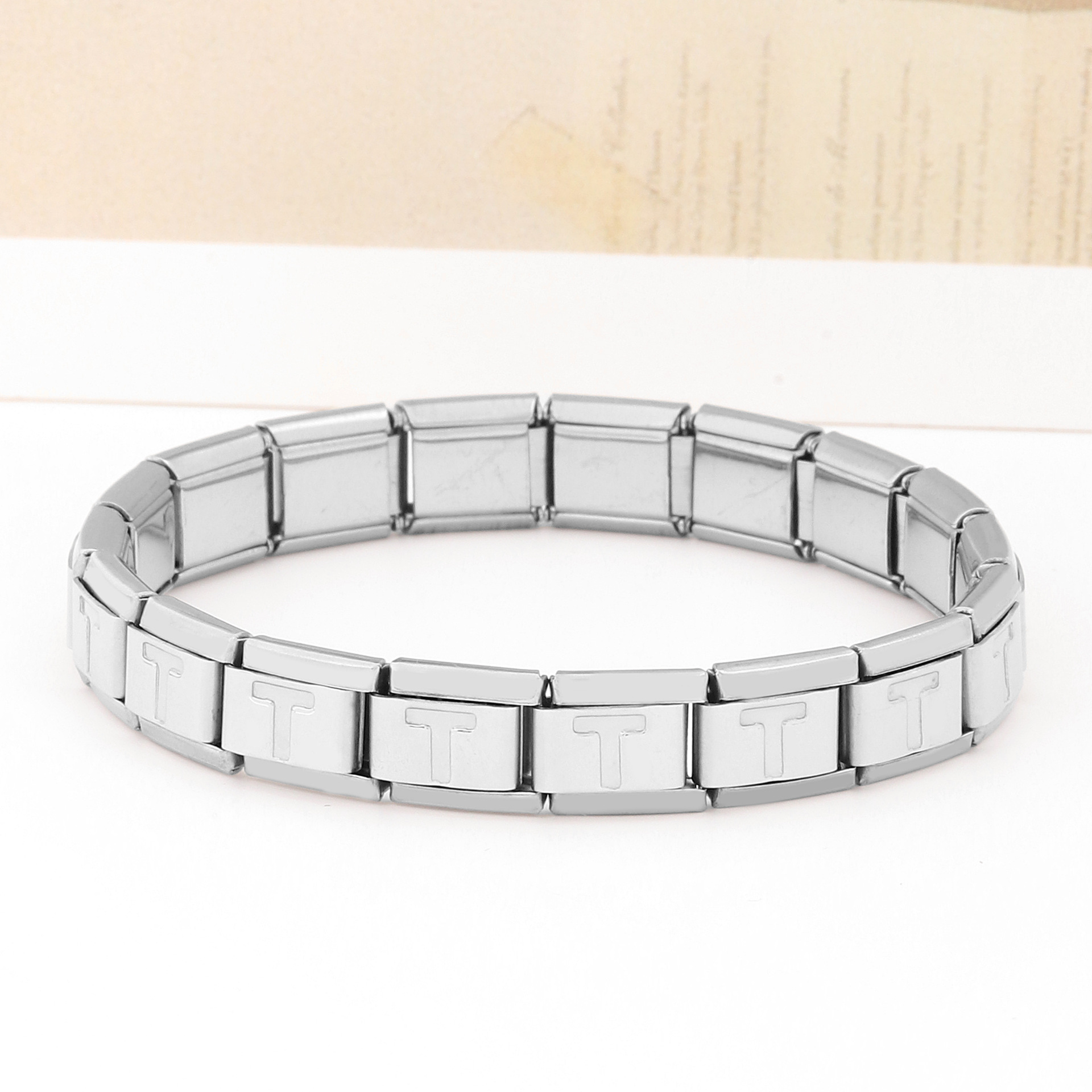 Rostfreier Stahl IG-Stil Brief Polieren Armbänder display picture 4