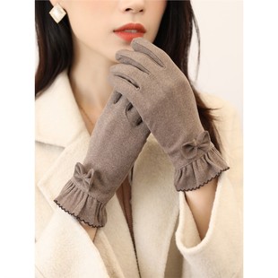 Gloves Winter Women's Spring and Autumn Velvet Thin Cotton Elastic Cycling Windproof Warm fleece-lined Cold-proof Touch Screen Electric Car