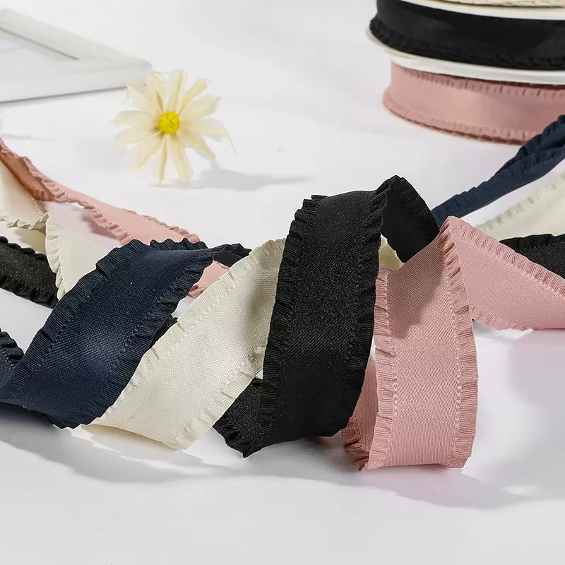 韩版定制款涤纶荷叶边缎面丝带皱边DIY裙边褶皱织带