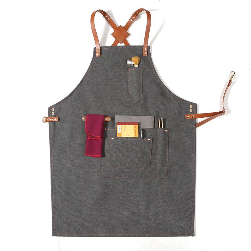 Delantal de mezclilla restaurante occidental leche tienda de té floral salón de uñas Barbero ropa de trabajo de carpintería delantal de lona al por mayor