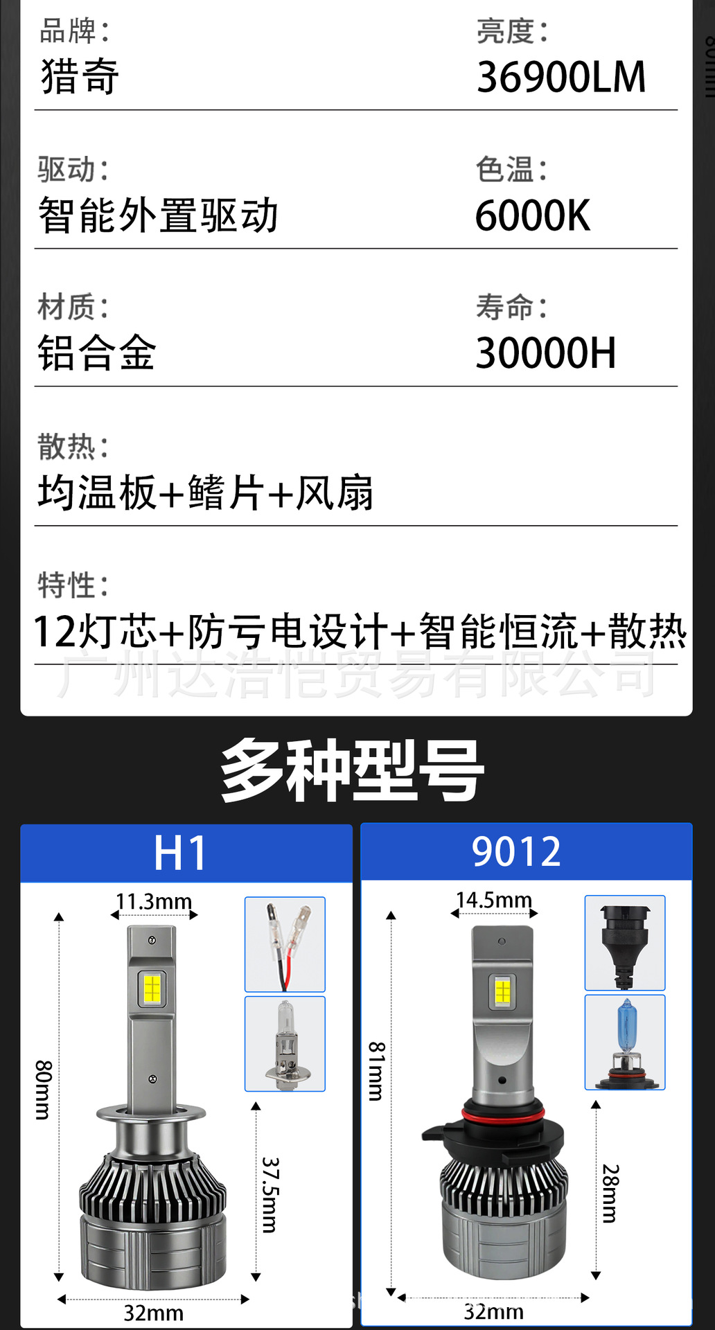 Cross-border high-brightness F8 front headlight, high-power truck H1 H4 H7 integrated high and low beam decoding car headlight