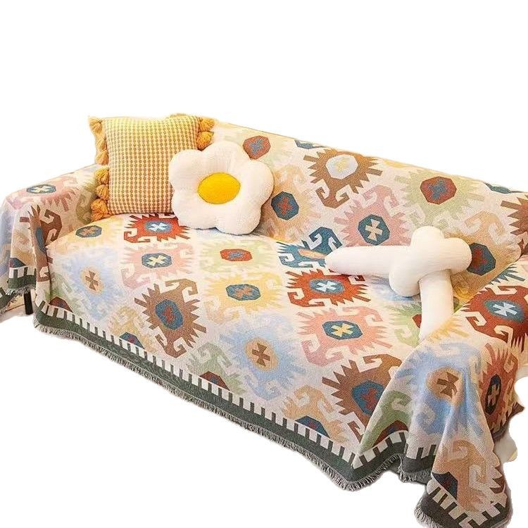 Toalla de sofá de chenilla universal multigeométrica de cuatro estaciones, cojín de sofá antideslizante, funda de sofá de cubierta completa a prueba de gatos, lanzamiento de arena