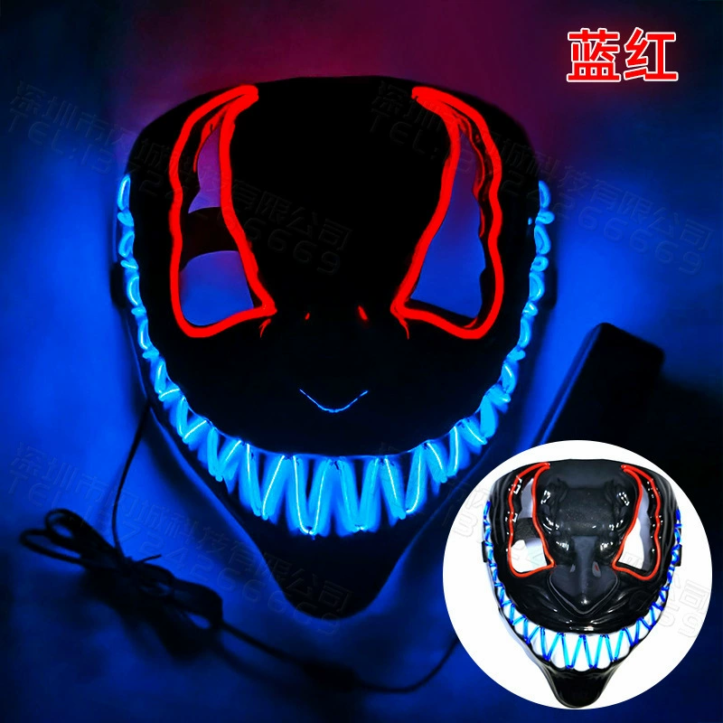 Полная маска Halloween со светодиодами (Mj105), мигающий EL-свет, разноцветный устрашающий дизайн