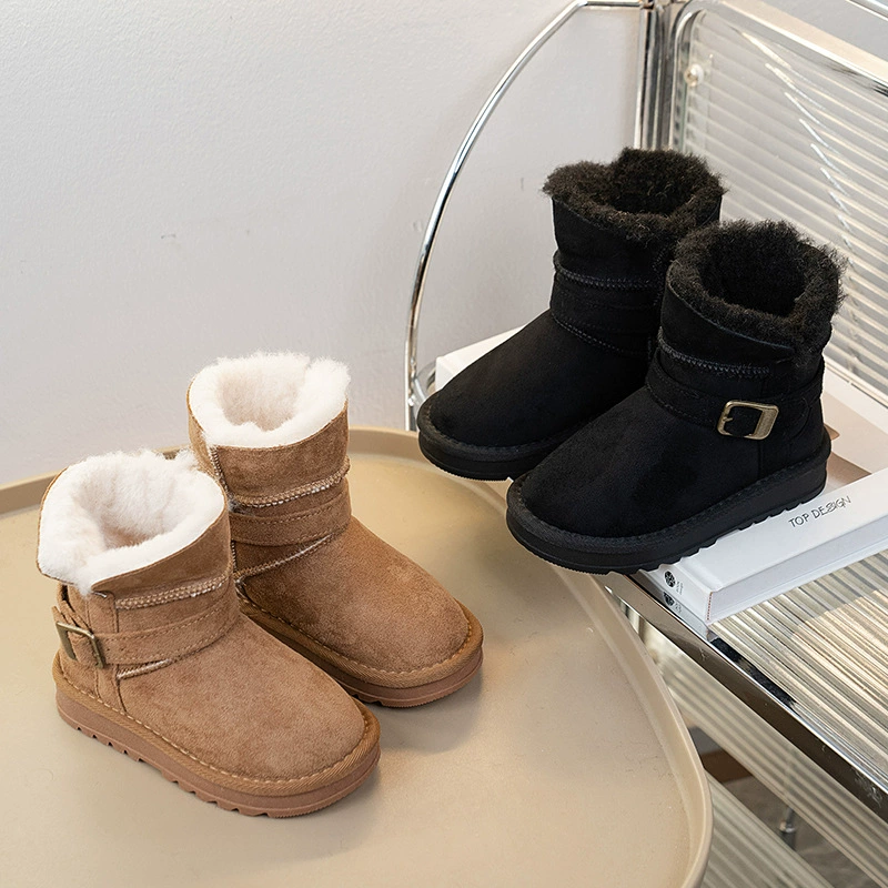 Детская обувь мода меховые детские хлопчатобумажные сапоги 2024 зимние морозостойкие теплые мужские и женские детские снежные сапоги