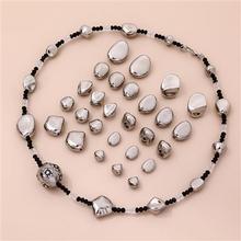 10个异形不规则白K亚克力银色隔珠子DIY手工耳环饰品项链配件材料
