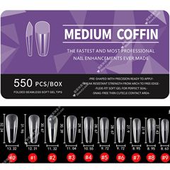 美甲無痕甲片550片無痕磨砂水滴甲梯形甲橢圓杏仁全貼甲片折無痕