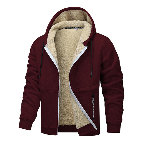 Ocode Autumn/Winter Thicken Fleece Lined Lambskin Cardigan Sweatshirt Jacket Work Style Warm Jacket