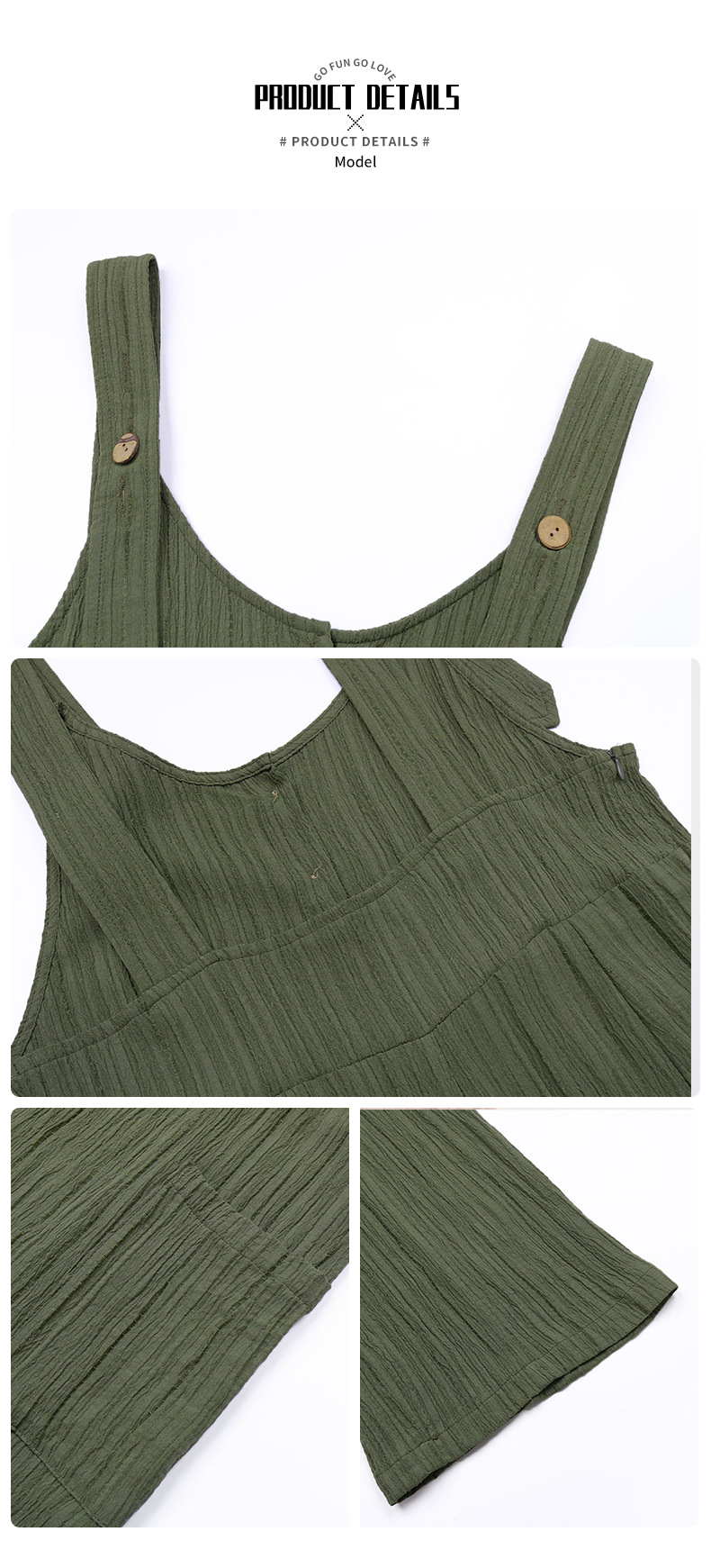 Tuta a pieghe larghe in tinta unita con trama casual_voghion.com