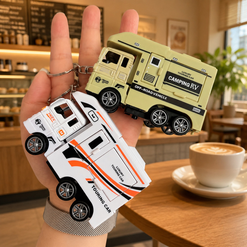 Creative Pull-Back Rv Alloy Car Model Keychain Mini Simulation Door-Opening Travel Rv Claw Machine Gift Pendant Creative Pull-Back Rv Alloy Car Model Keychain Mini Simulation Door-Opening Travel Rv Claw Machine Gift Pendant