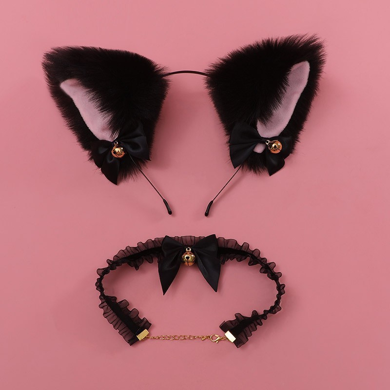 Lolita Princess Cosplay Set with Bow Lace Headband, Collar and Eye Mask — detail image 3