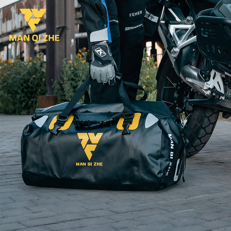Man Qi Zhe Motorcycle Travel Bag Waterproof Pvc Material Tail Bag Large Capacity Motorcycle Luggage