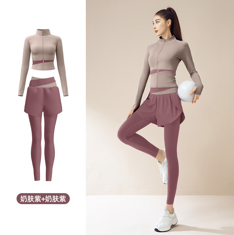 Conjunto Deportivo Juyitang para Primavera y Otoño, Ropa de Yoga y Fitness, Corte Ajustado, Ropa Deportiva para Gimnasio