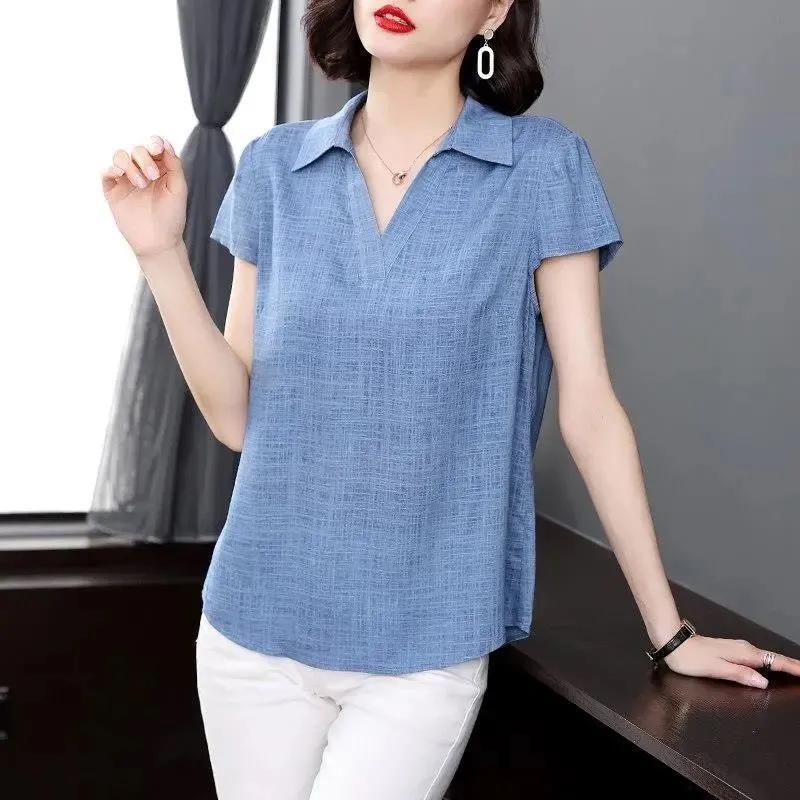 2026 Women's Summer Thin Loose Shirt Plus Size for Middle-Aged Moms, Tummy-Concealing, Slimming Casual Top Versatile