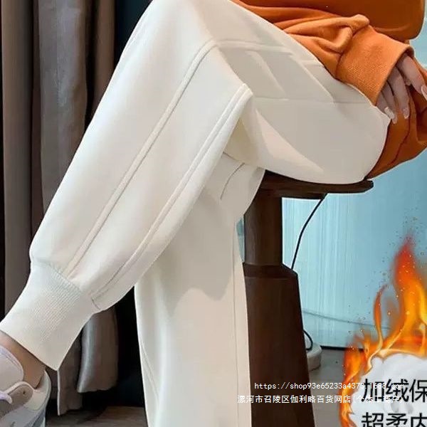新款2026年冬新款女士加绒卫裤外穿束腿显瘦成人情侣款休闲卫裤棉