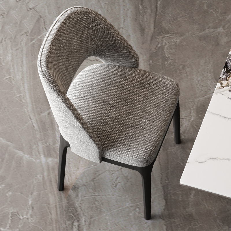 軽くて豪華な実木の食事の椅子のイタリア式のきわめてシンプルなデザイナーの創意の綿の麻布の腰掛けのホテルの見本の版の間のレジャーの接待の椅子