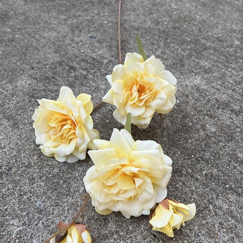 Nueva fábrica de flores artificiales de la boda amarillo leche amarillo limón amarillo fresco al aire libre Salón de la boda decoración flor falsa al por mayor