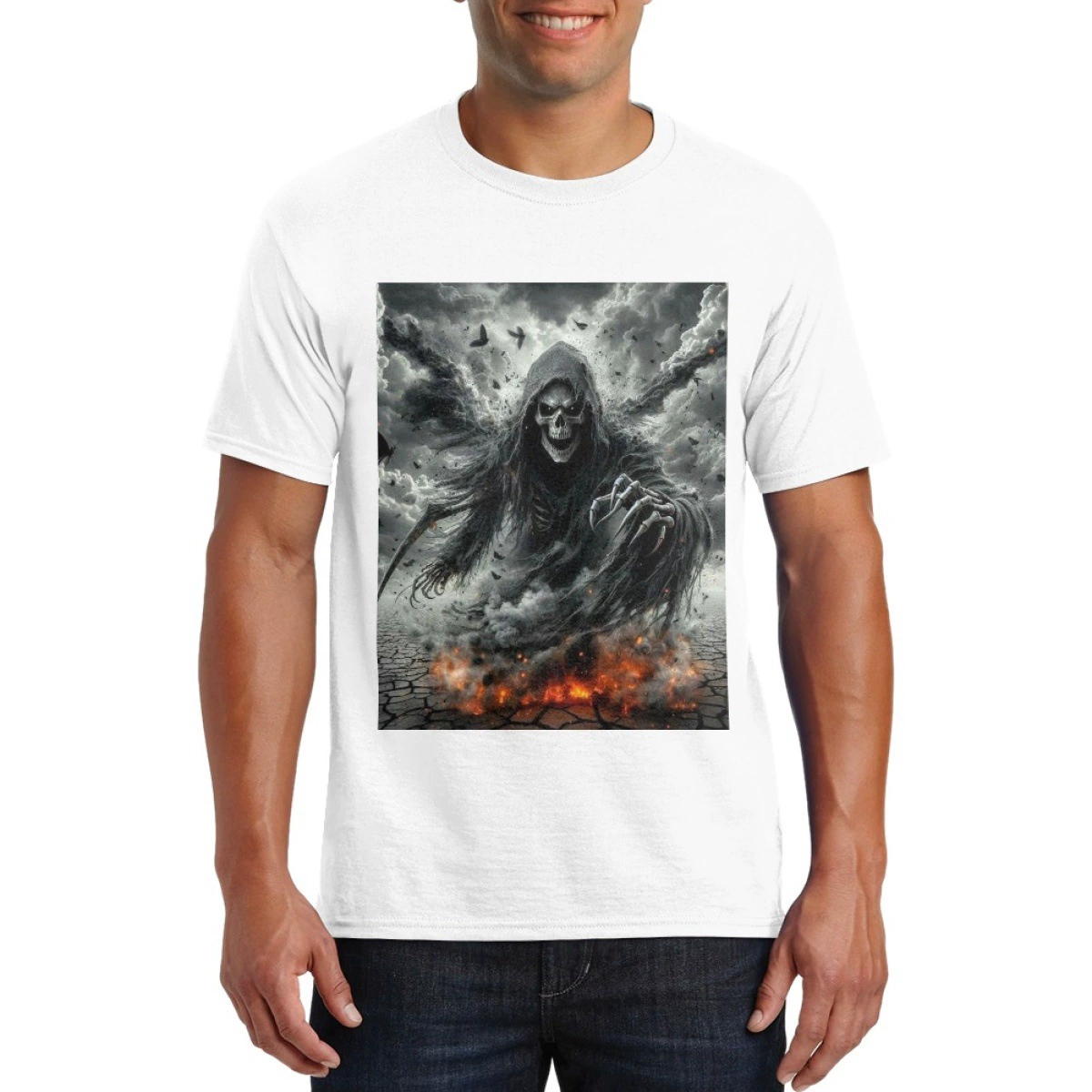 Американская футболка из чистого хлопка с принтом "черно-белый дьявол", унисекс, прямая поставка, бесплатная доставка