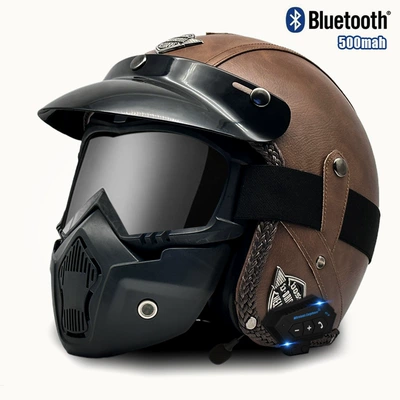 Motosiklet kaskı (dəbilqə) half helmet - v-brown-flat-with-bluetooth-s