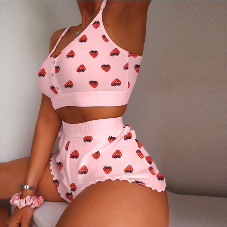 Cross-Border New Foreign Trade New Fashion Pure Desire Suspender Pajamas Thin Tight Sexy Home Wear Pajamas Set