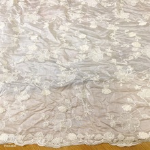 棉杏色天丝布料 流行款服饰女装绣花面料婚纱裙子桌布窗帘DIY布料
