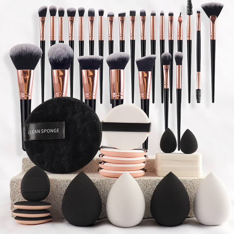 47-Piece Beauty Tool Set, Small Fragrance Cosmetic Bag, Makeup Brush Set, Portable Toiletry, Travel Powder Puff Makeup