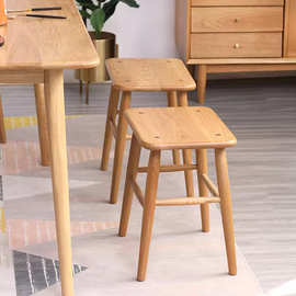 黑胡桃木原木巧克力凳子家用书桌凳北欧简约实木化妆凳樱桃木餐凳