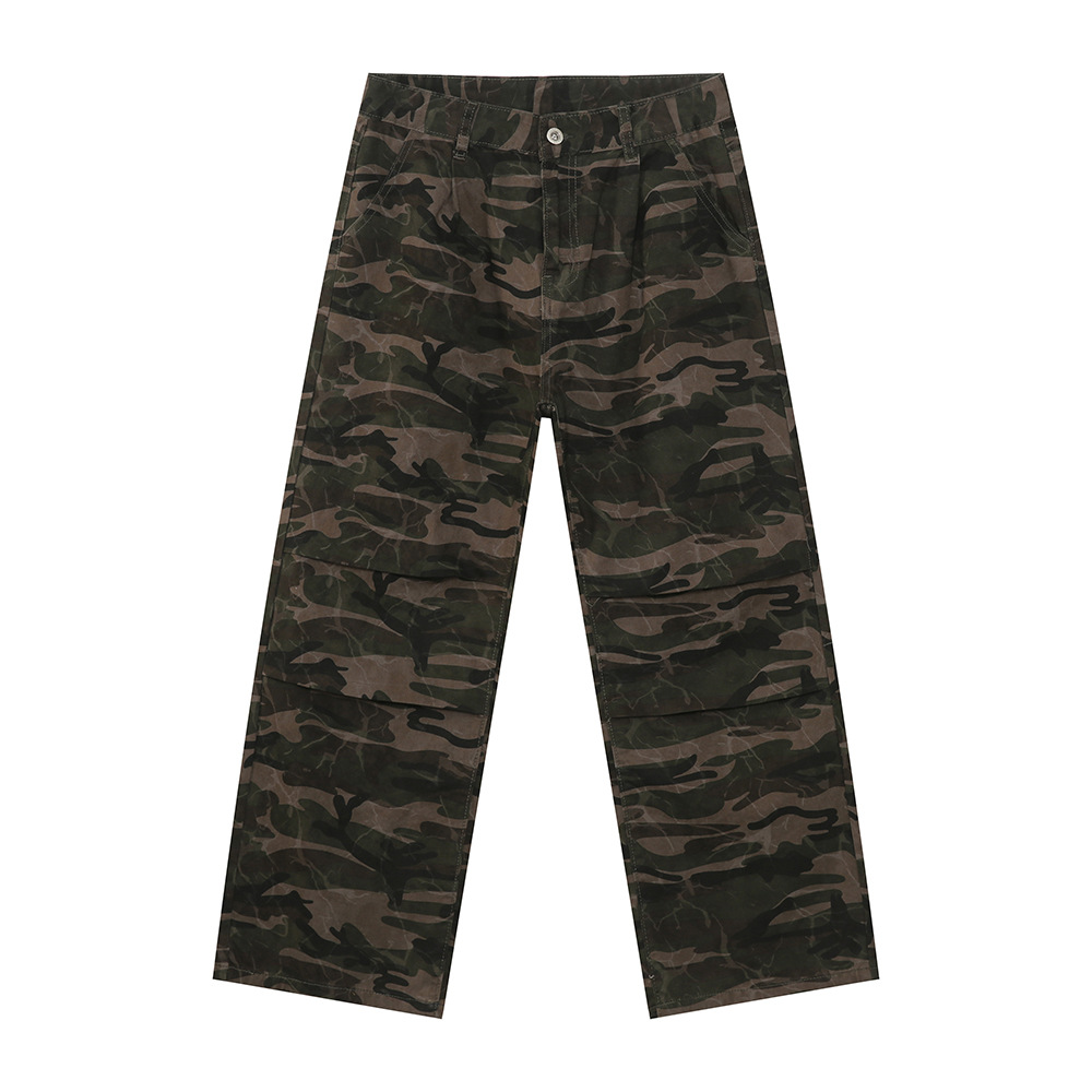 MTLCLOTHES Hombres| Nuevos productos retro vibe alta sensación de moda camuflaje herramientas jeans piernas de camisa casual