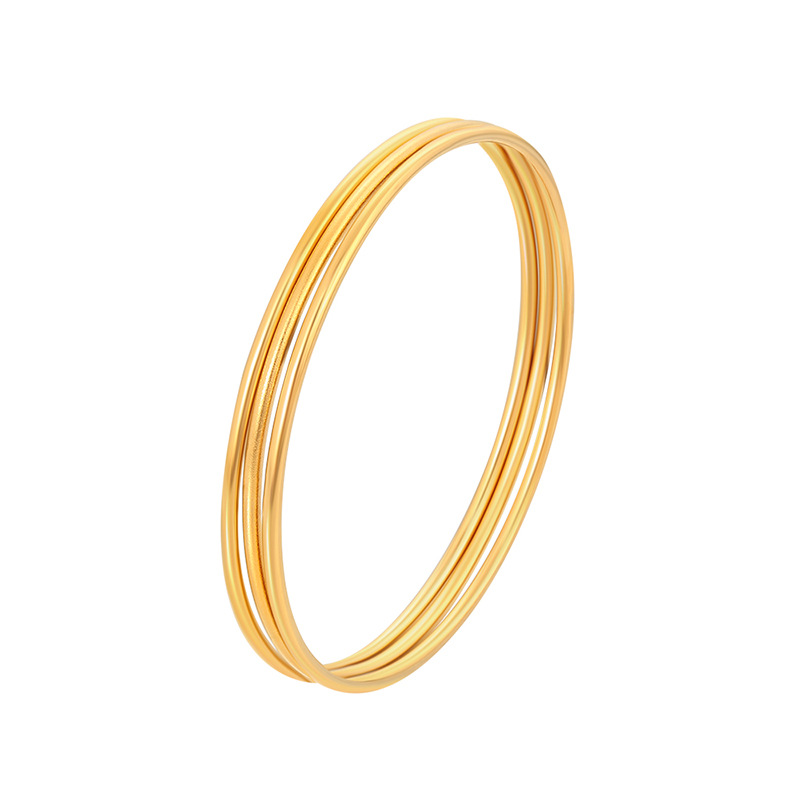 Xuping joyería simple tres capas cruzada de Europa y Estados Unidos pulsera de anillo simple de acero inoxidable 24k color brillante joyería esmerizada al por mayor