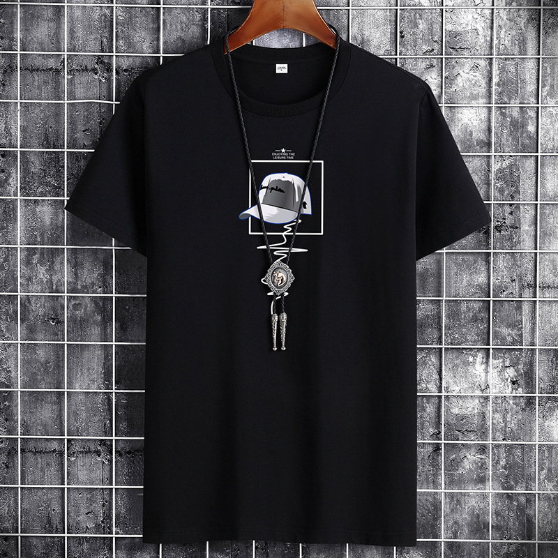 Men's Short-Sleeve T-Shirt, Loose Round Neck, Summer Printed Half-Sleeve T-Shirt, Trendy Base Shirt, Non-Returnable