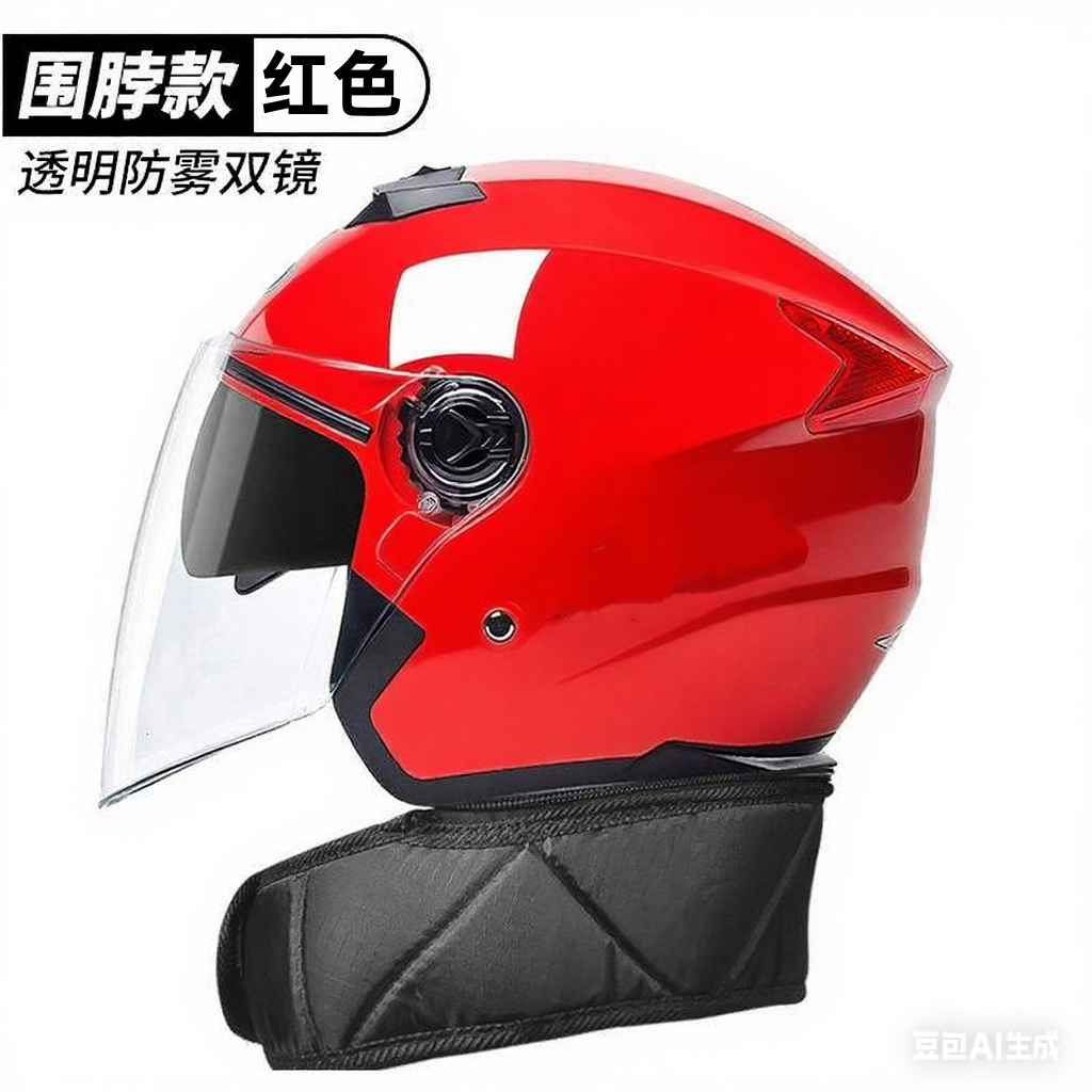 Safety Full Helmet – Universal Auto Parts and Accessories - 3c-red-helmet-with-neck-protection-hd-sunscreen-double-lens