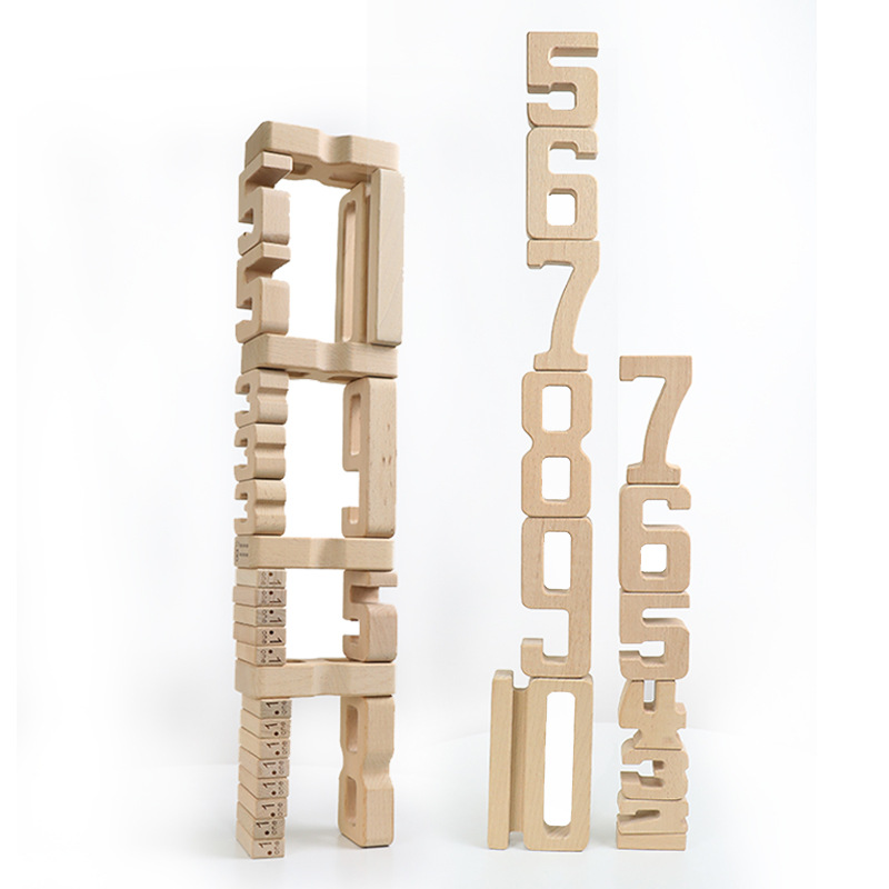 Montessori Niños Montessori Educación temprana haya Bloques de construcción digitales Puzzle Kindergarten Matemáticas Juego de ayudas didácticas Partículas grandes