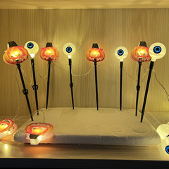 跨境led鬼眼燈串彩燈 戶外防水萬聖節庭院裝飾南瓜地插太陽能串燈