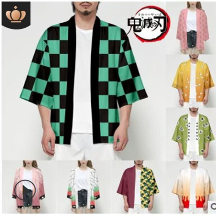 Anime Demon Slayer Demon Slayer Adult and Kidsren's Clothing Tanjiro Nezumi Printed Cardigan Cloak Kimono