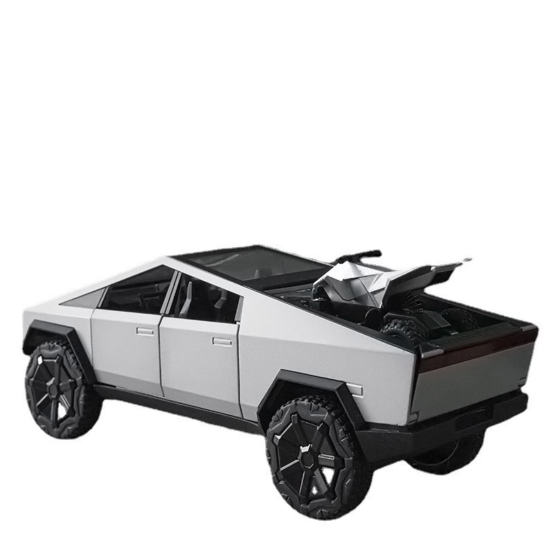 (Caja de espuma) Modelo de coche pickup Tecla de aleación a escala 1:24 con sonido y luz, modelo de coche de retroceso, coche de juguete para niños.