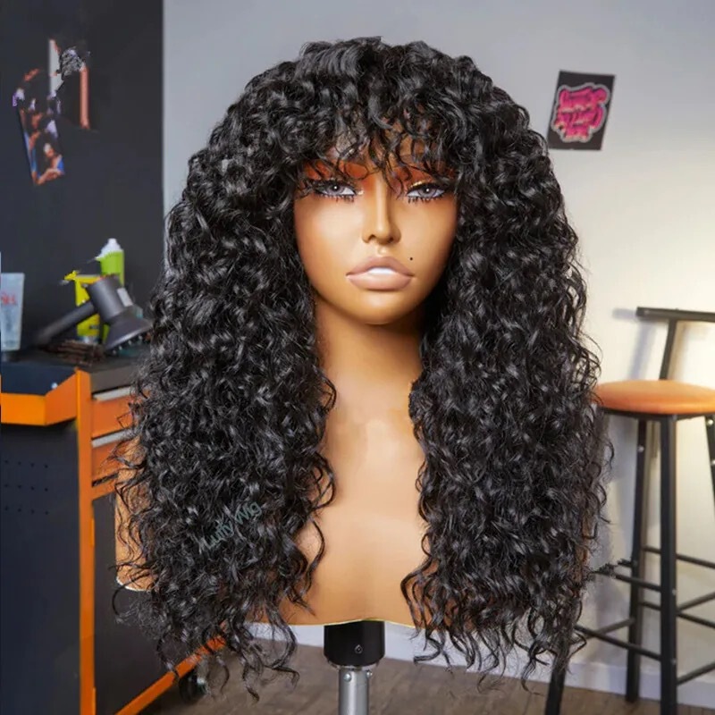 European and American Wigs African Small Curly Hair 13*4 Front Lace Middle Parted Small Curly Long Curly Hair Chemical Fiber High Temperature Silk Headgear Wholesale