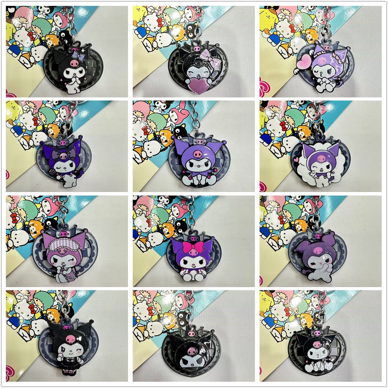 Cute Cartoon Kuromi Keychain Small Pendant Rotatable Metal Key Jewelry Pendant Key Ring Key Chain Cute Cartoon Kuromi Keychain Small Pendant Rotatable Metal Key Jewelry Pendant Key Ring Key Chain
