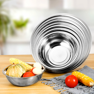 Stainless Steel Basin Round Thickened Large Soup Basin for Kitchen Household Use, Suitable for Kneading Dough, Washing Vegetables, and Washing Face and Body