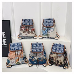 外国貿易の民族風の大きいサイズの肩のリュックサックの刺繍の象の猫のズックの布の包みの女性の旅行は雲南の刺繍の包みを包みます