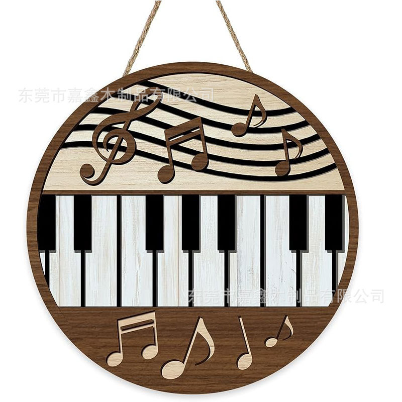Cross-Border Music Piano Keyboard Front Door Sign Farmhouse Musical Note Wooden Hook Room Classroom Home Decoration