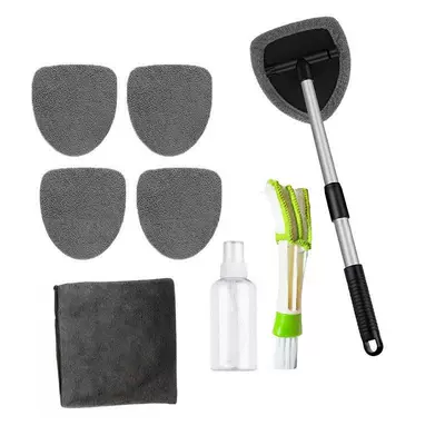Car Window Brush Set Car cleaning tools - one-set-five-sided-telescopic-pole-4-gray-cloth-covers-spray-bottle-detail-brush-towel