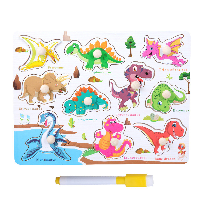 CPC tablero de agarre de la mano de madera para niños rompecabezas digital Alfabeto animal tablero de juego cognitivo Montessori Educación Temprana Juguetes Educativos