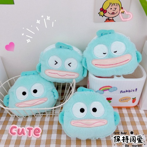Hanton clown fish coin wallet plush keychain big mouth fish monster pendant coin lipstick headphone storage bag wholesale