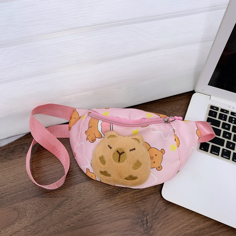 Bolso de pecho para niños y niñas lindos de dibujos animados, lindo y divertido Kapibala, bolso de mensajero para niños, nuevo bolso para niños con estampado de estilo occidental